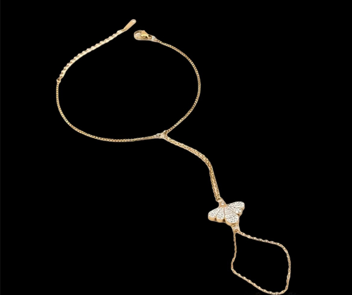 Baciamano Dragonfly Bracelet in Zirconia - Gold