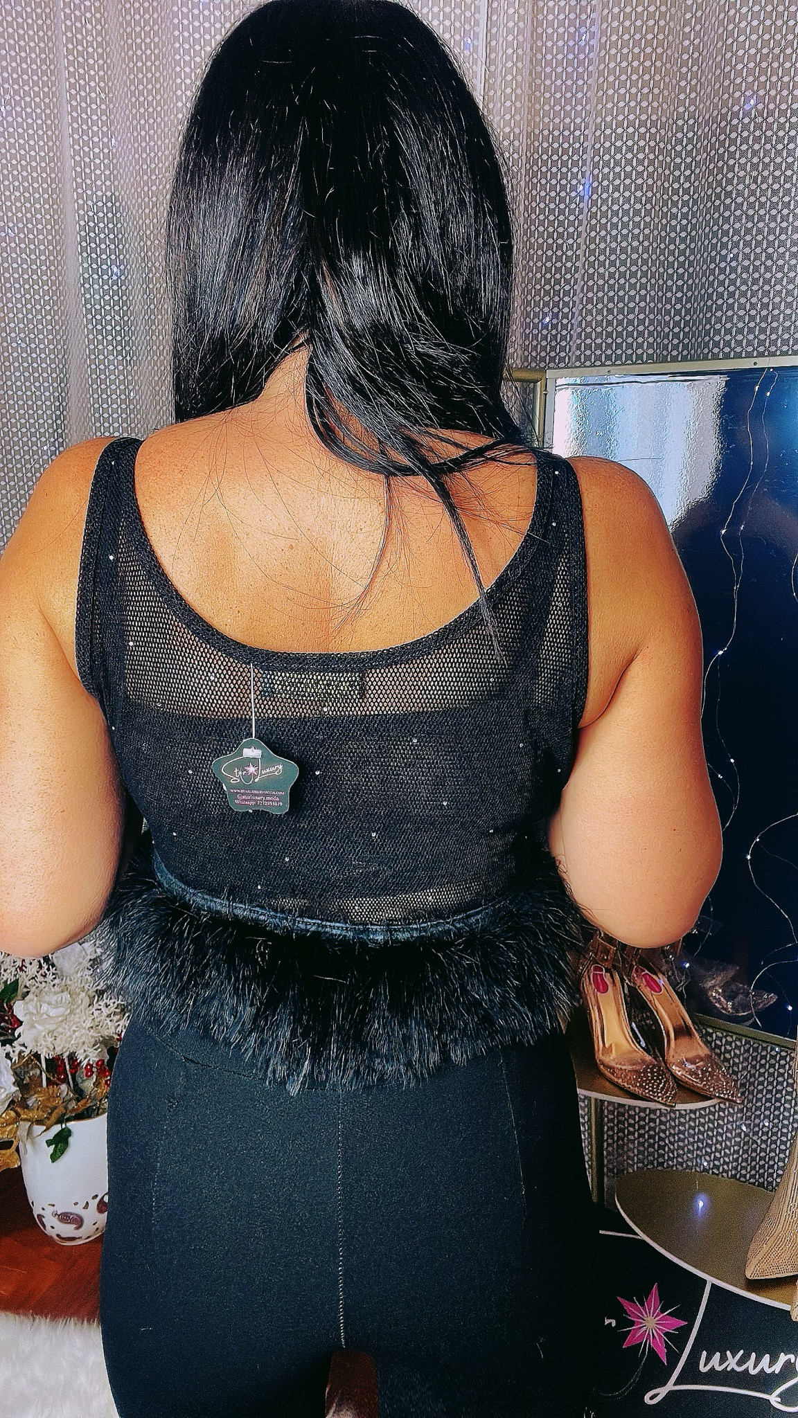 Mesh Crop Top - Black