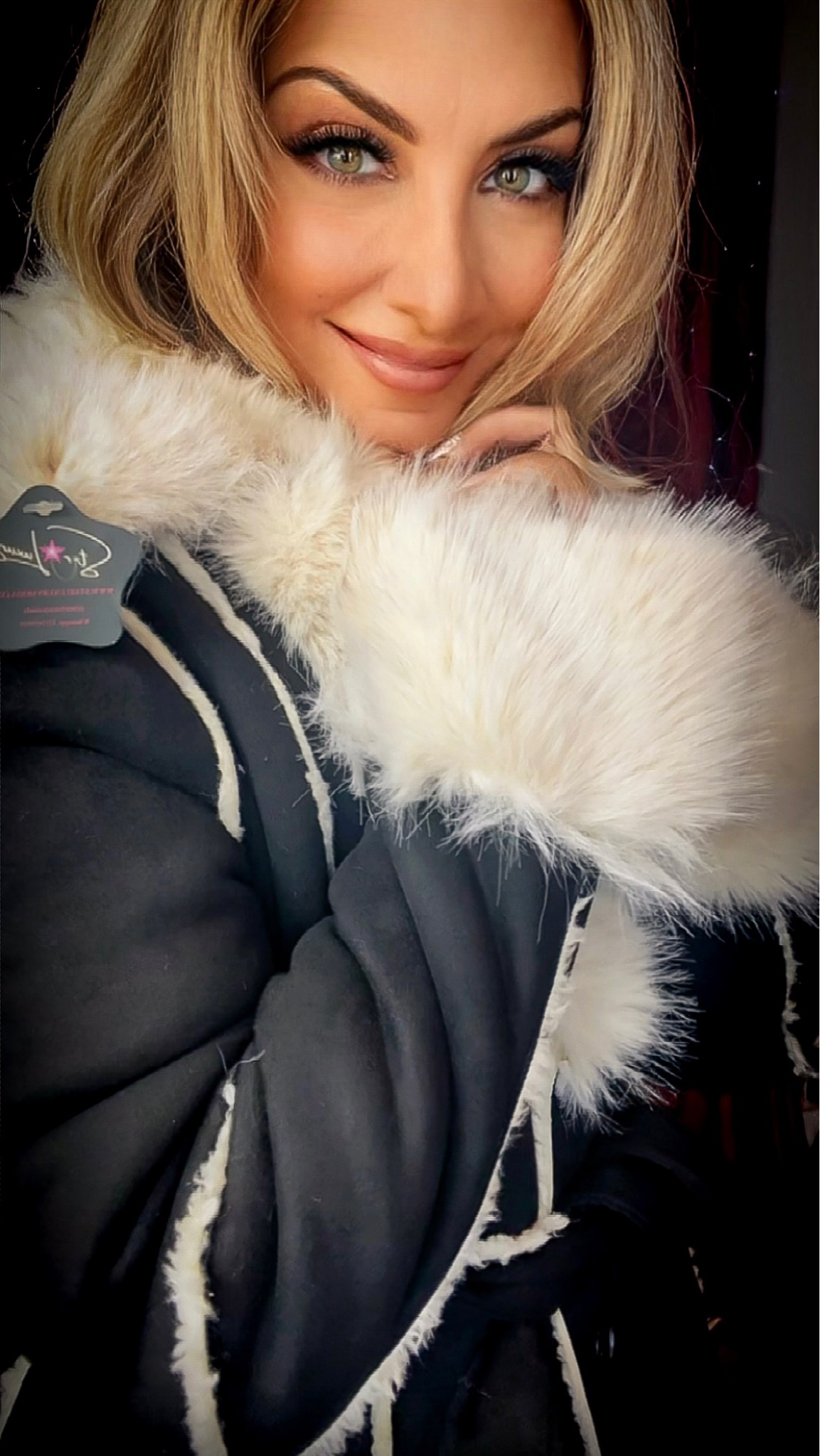 Cappotto scamosciato lungo - Nero/Panna