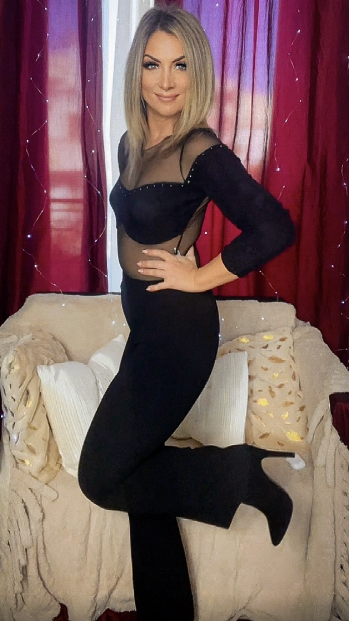 Body Lurex Handmade velato con Swarovski - Nero