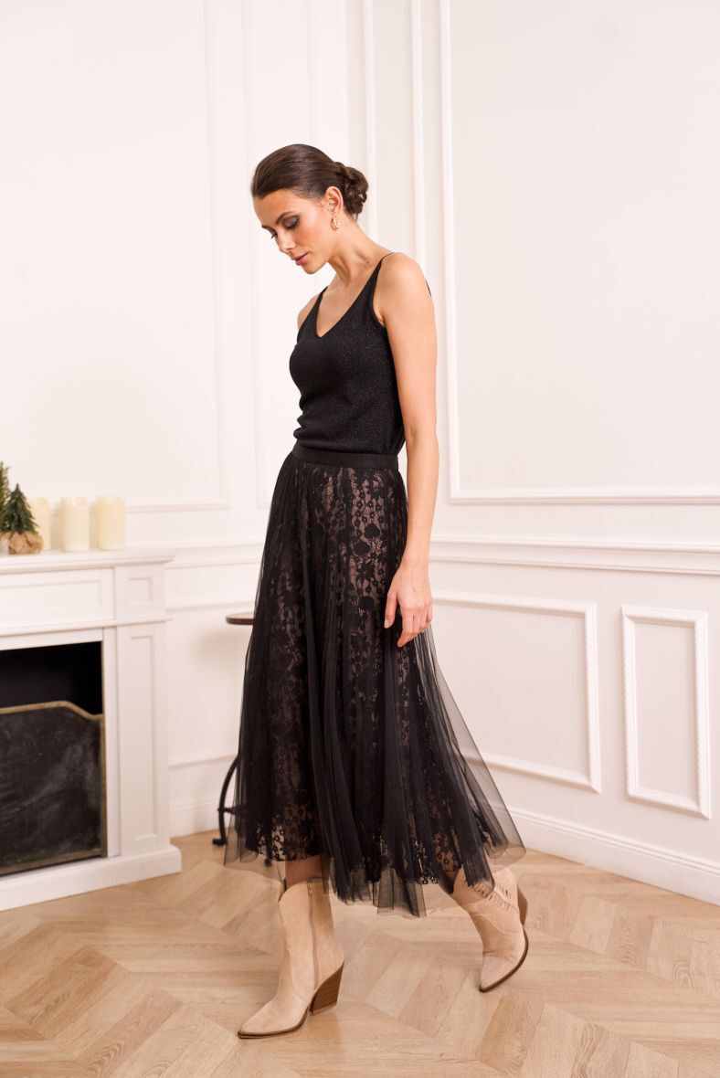 Long Tulle Skirt - Black