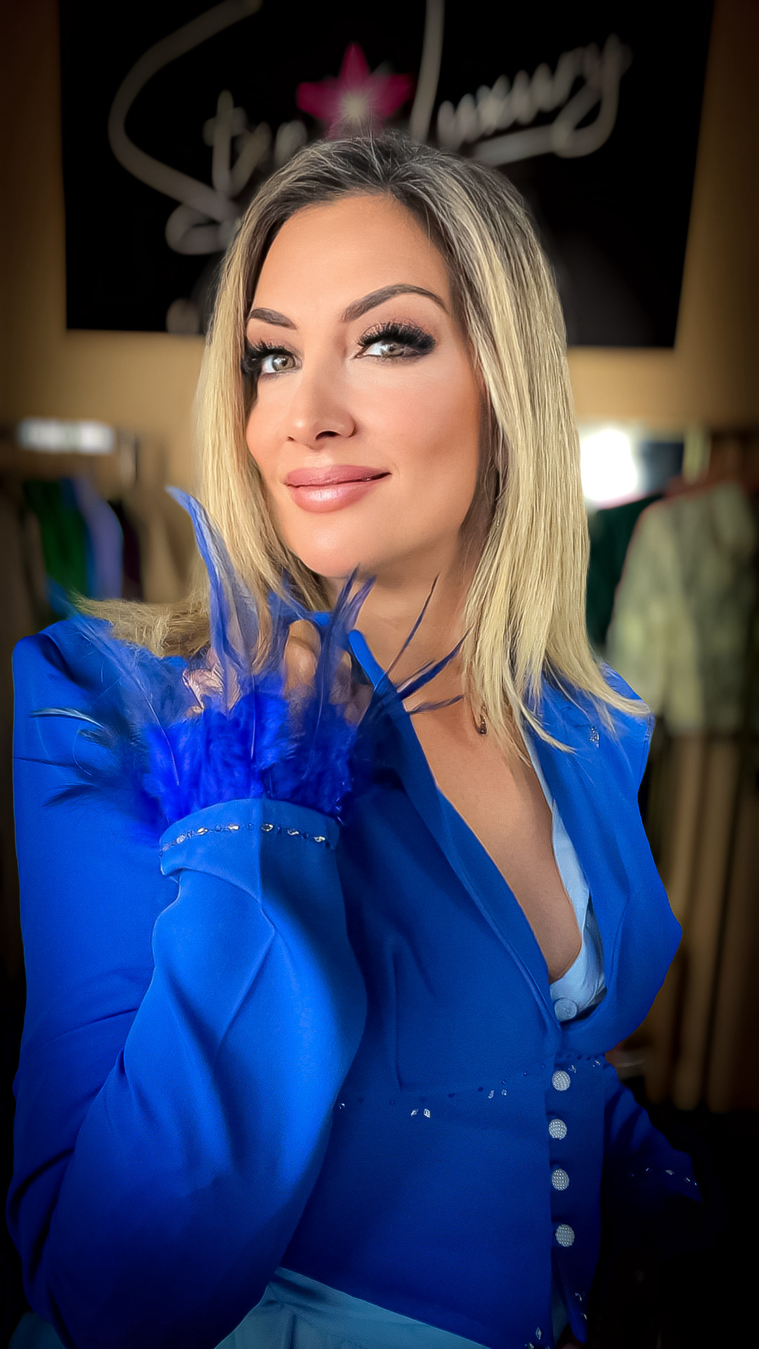 Blazer Crop Handmade - Blu