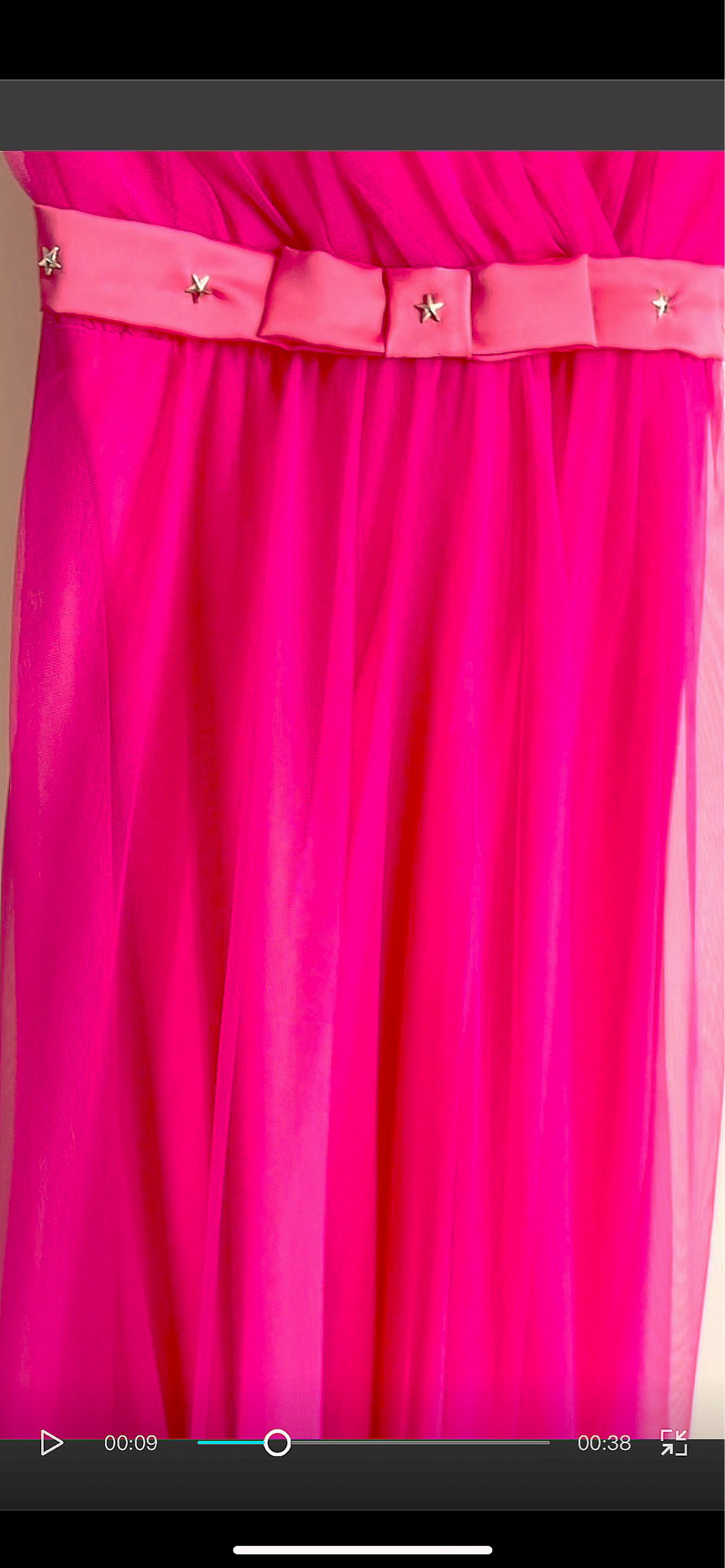 Abito lungo in tulle con stelline - Fucsia