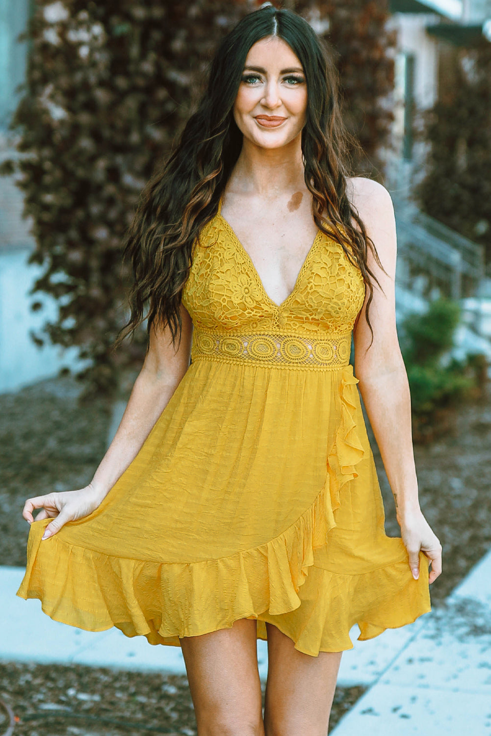 Abito macramè giallo con balze – Summer Edition Outlet