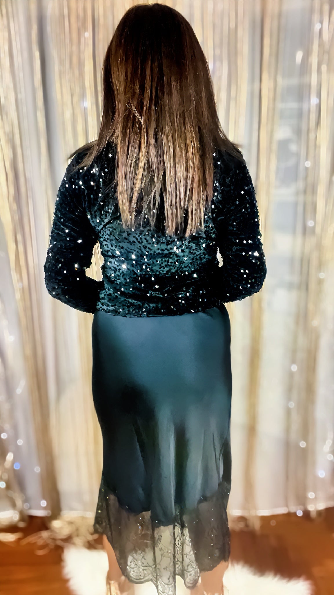 Sequin jacket with bows