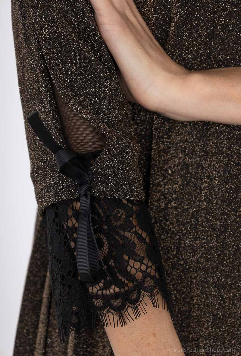 Abito Curvy plissettato Lurex - Bronzo