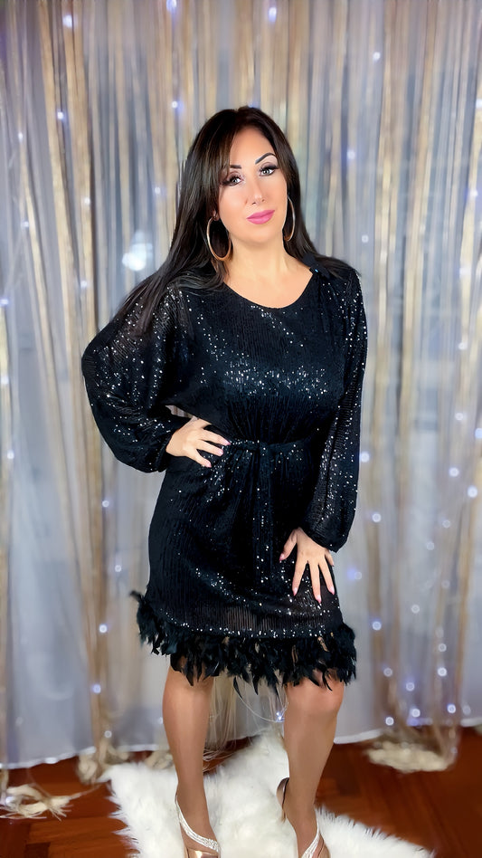 Flared dress with sequins