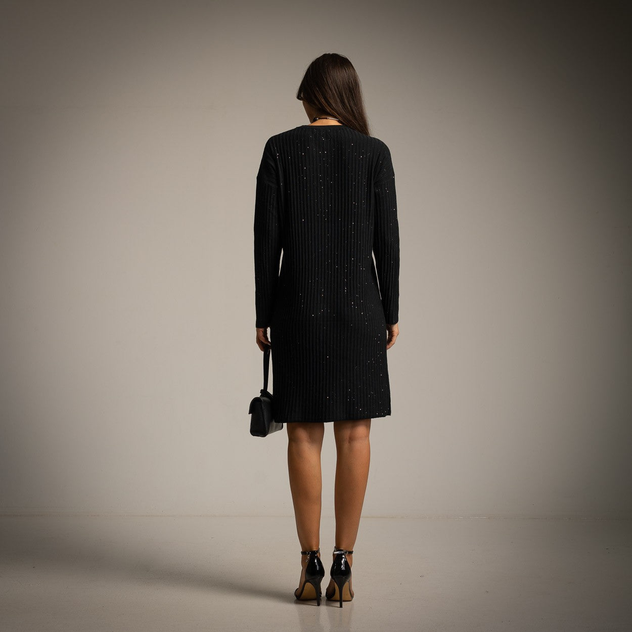 Oversized flared dress with swarovski