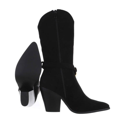 Camperos ankle boots with gold chain at the ankle - Black
