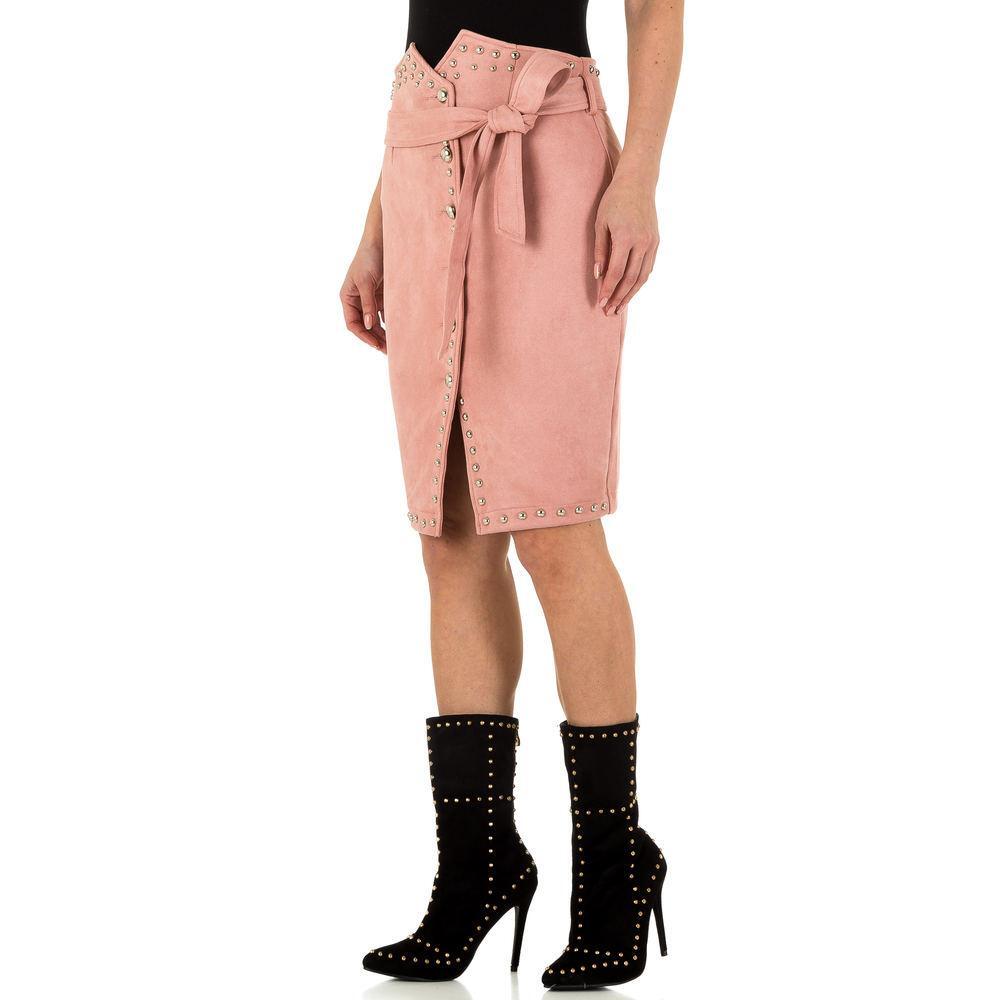 Suede Knee Slit Skirt - Pink