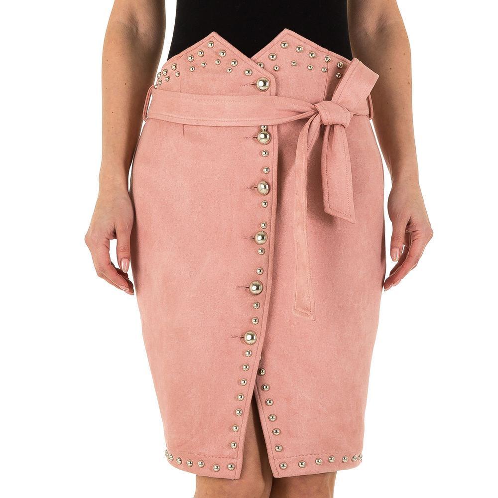 Suede Knee Slit Skirt - Pink