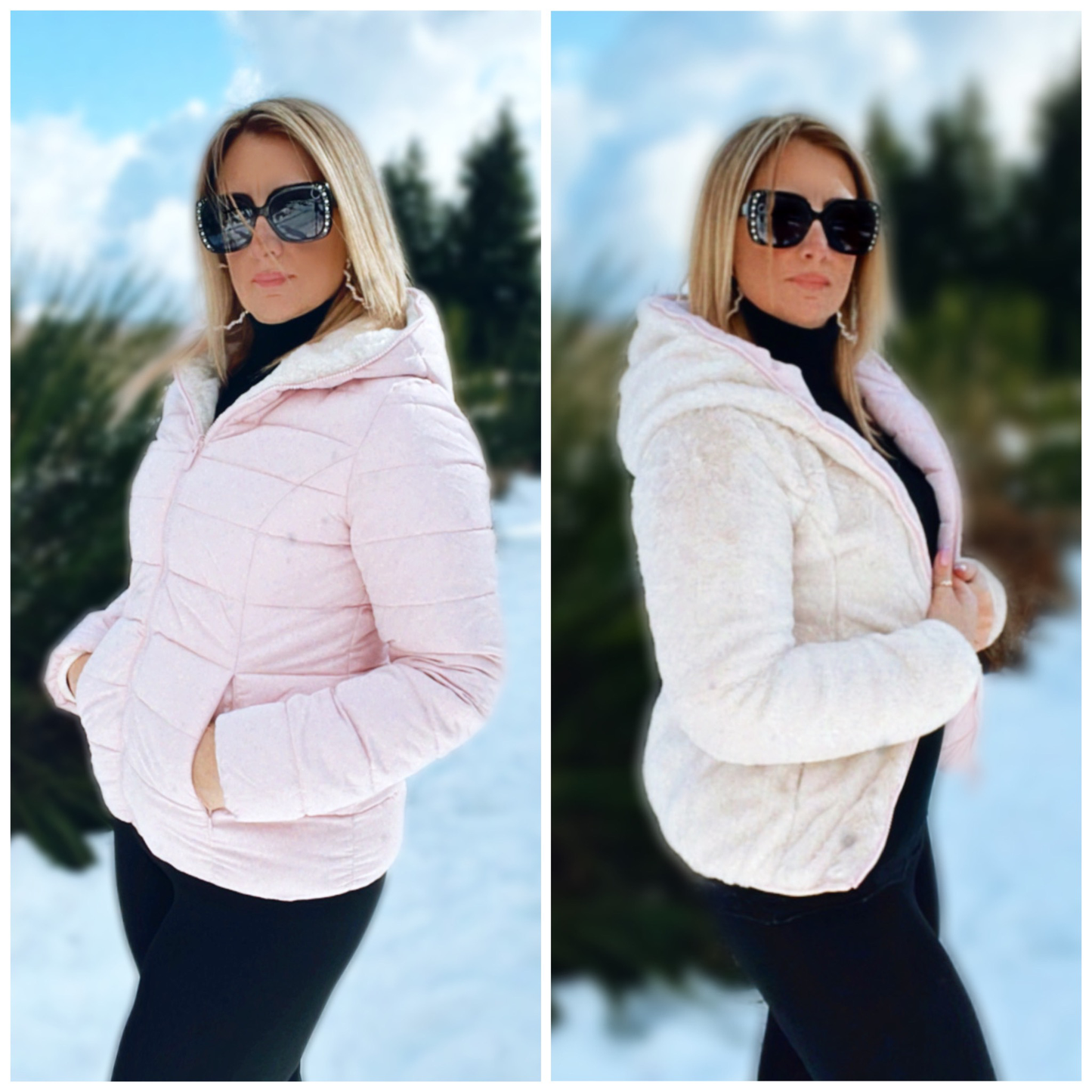 Double/Face Ecological Fur - Pink/White