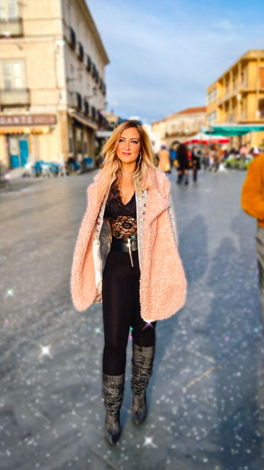 Teddy Bear Long Vest - Pink