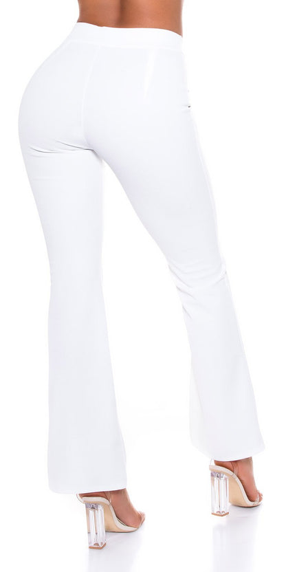 Pantaloni Vita alta elasticizzati - Bianco