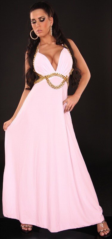 Long dress with gold chains - Pink