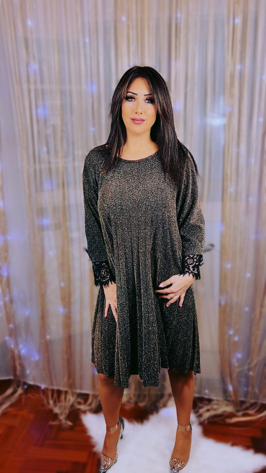 Lurex Pleated Oversized Dress