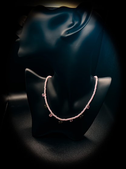 Collana con cristalli e charms con stelle - Rosa
