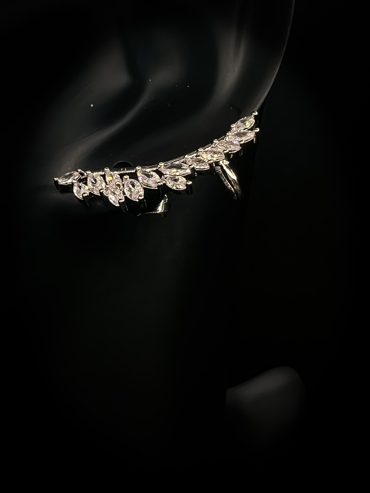 Leaf zirconia stud earrings - Silver