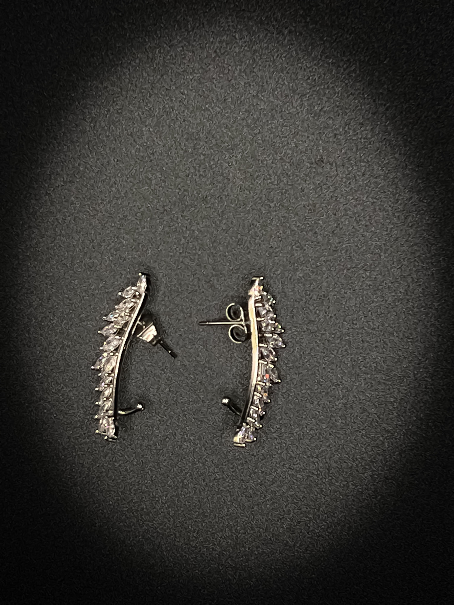 Leaf zirconia stud earrings - Silver