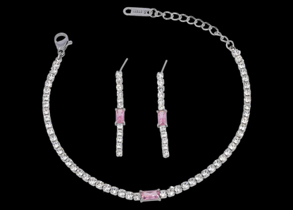 Parure Bracciale e Orecchini con Zirconi - Silver
