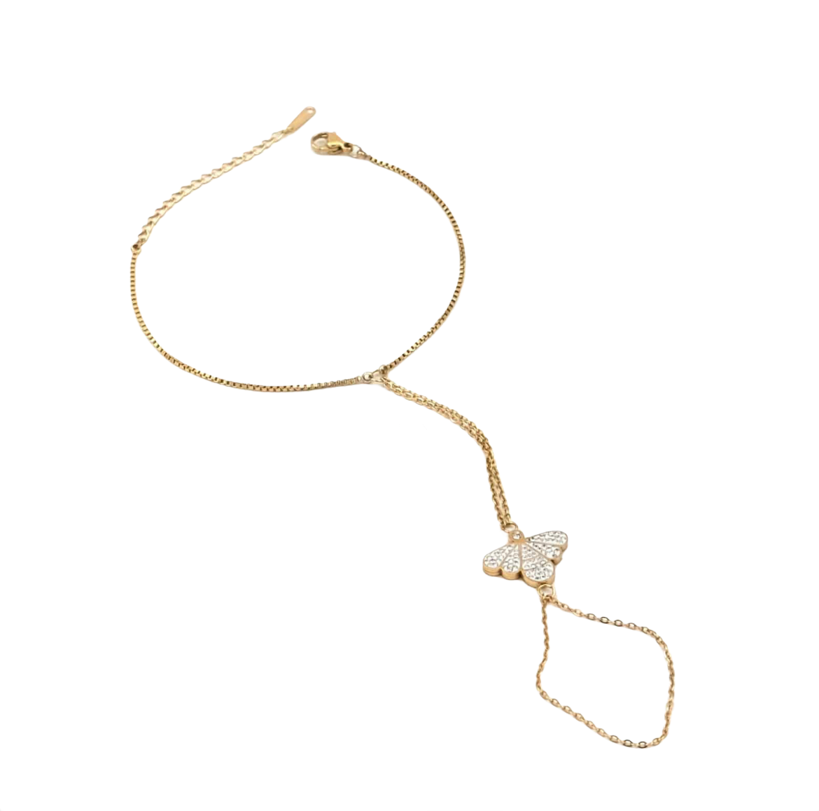 Baciamano Dragonfly Bracelet in Zirconia - Gold