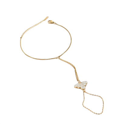 Baciamano Dragonfly Bracelet in Zirconia - Gold