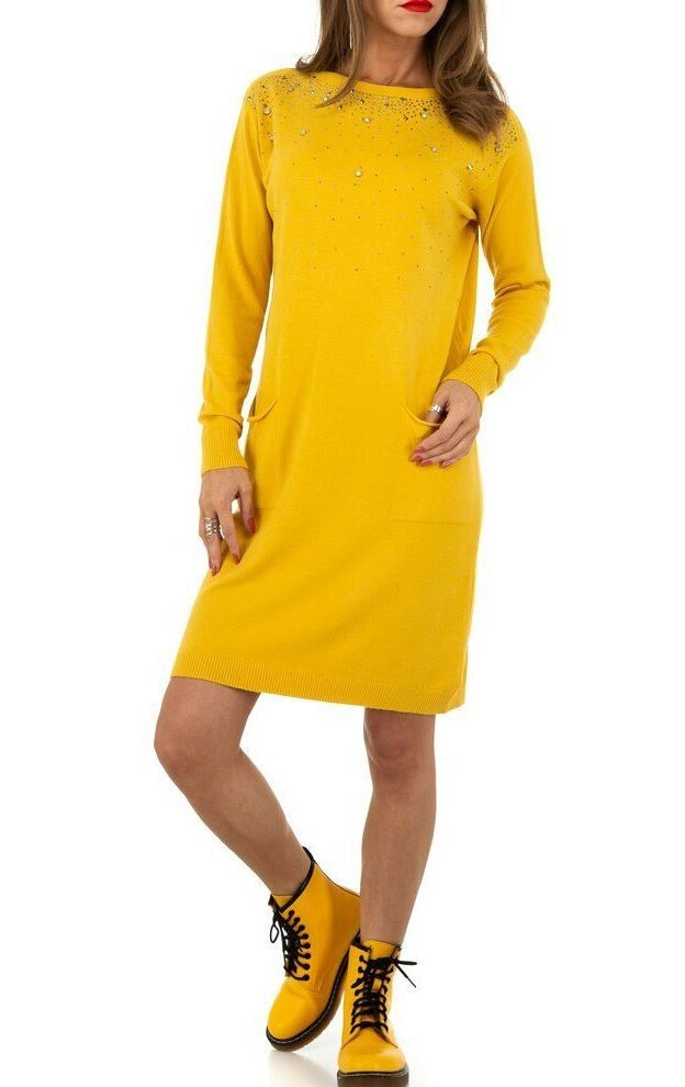 Oversized Rhinestone Sack Dress - Yellow