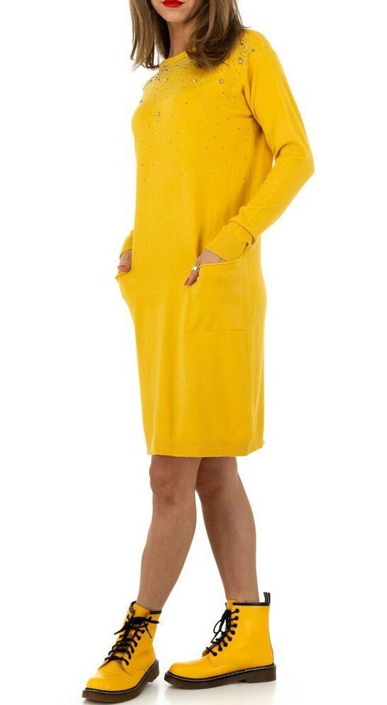 Oversized Rhinestone Sack Dress - Yellow