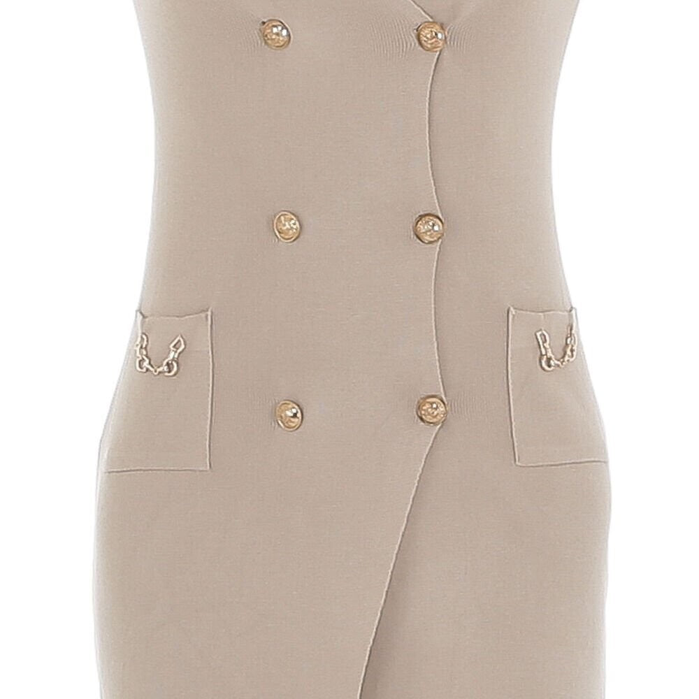 Knit Blazer Dress - Beige