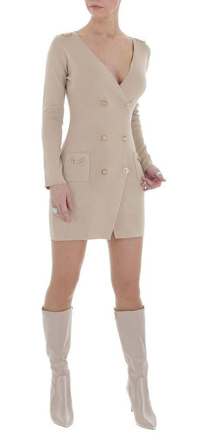 Knit Blazer Dress - Beige