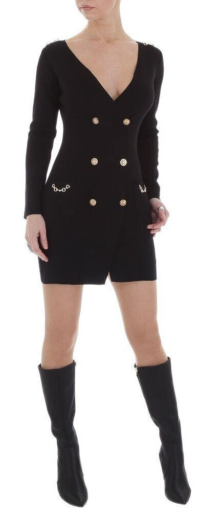 Knit Blazer Dress - Black