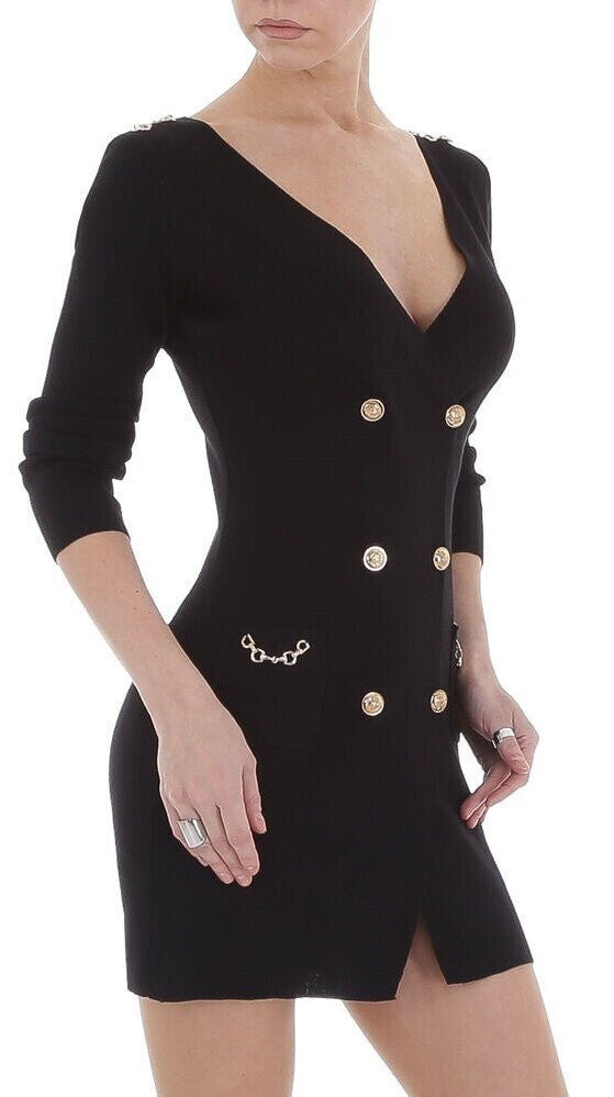 Knit Blazer Dress - Black