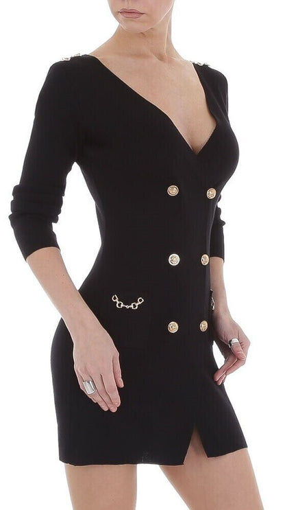 Knit Blazer Dress - Black