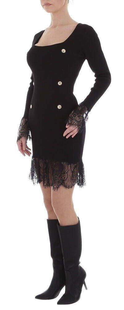 Lace Knit Blazer Style Dress - Black