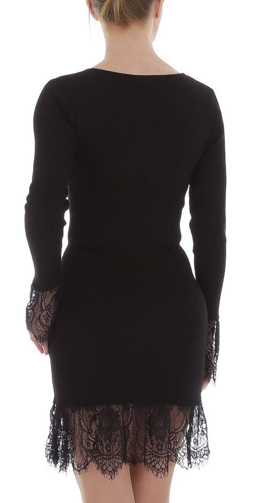 Lace Knit Blazer Style Dress - Black