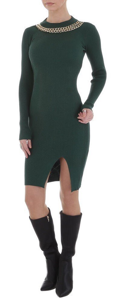 Chain Knit Dress Crew Neck - Green