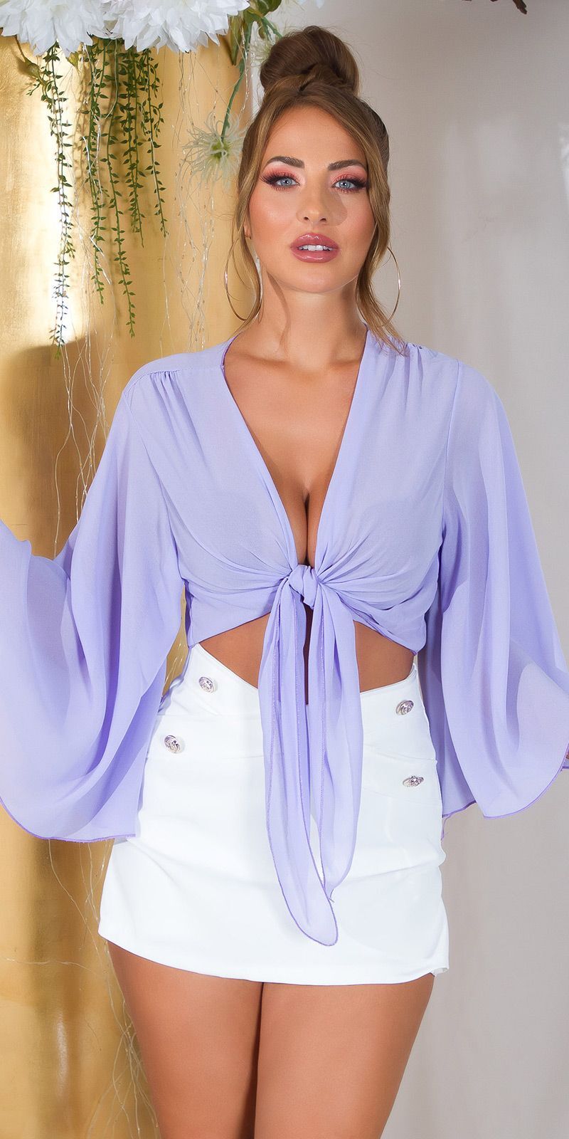 Blusa Crop Top Bolero velata - Glicine