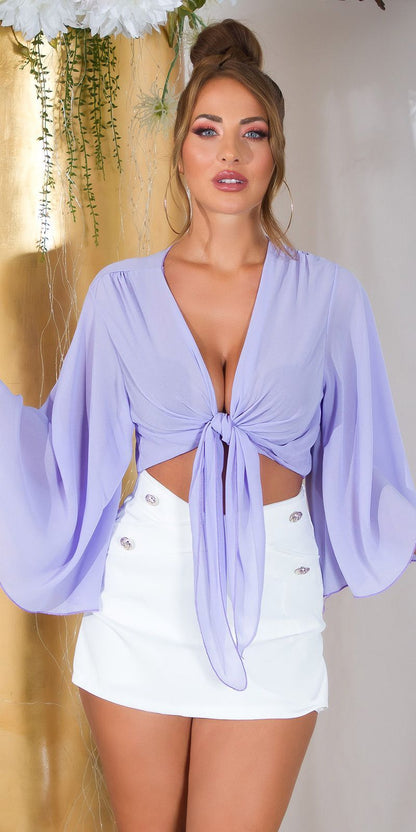 Blusa Crop Top Bolero velata - Glicine