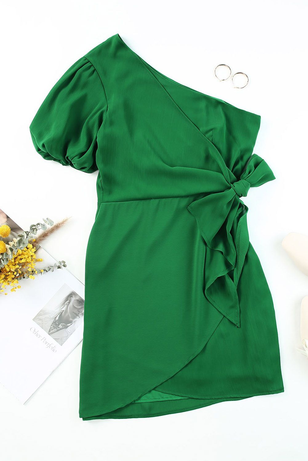 One Shoulder Dress - Green