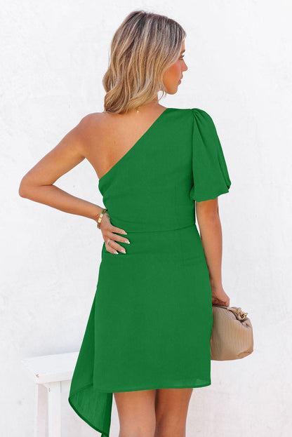 One Shoulder Dress - Green