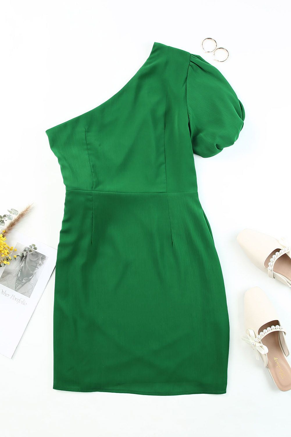 One Shoulder Dress - Green