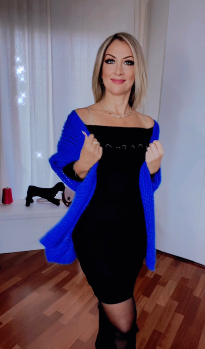 Boat Neck Knit Dress - Black