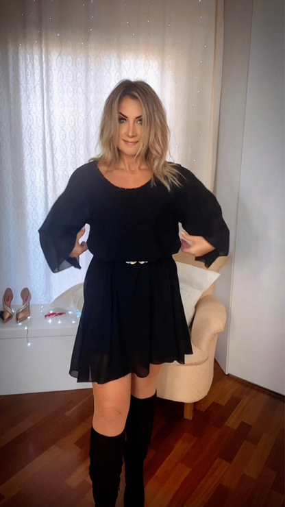Oversized Dress with Swarovski - Black