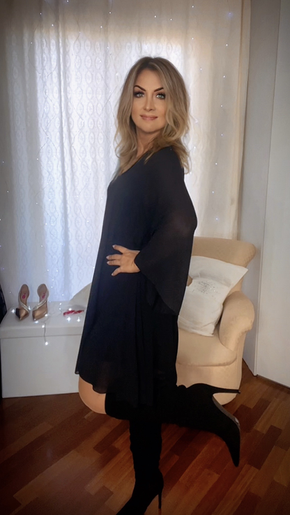Oversized Dress with Swarovski - Black