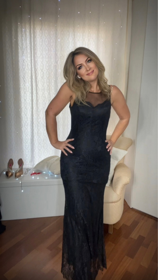 Long Lace Dress - Black