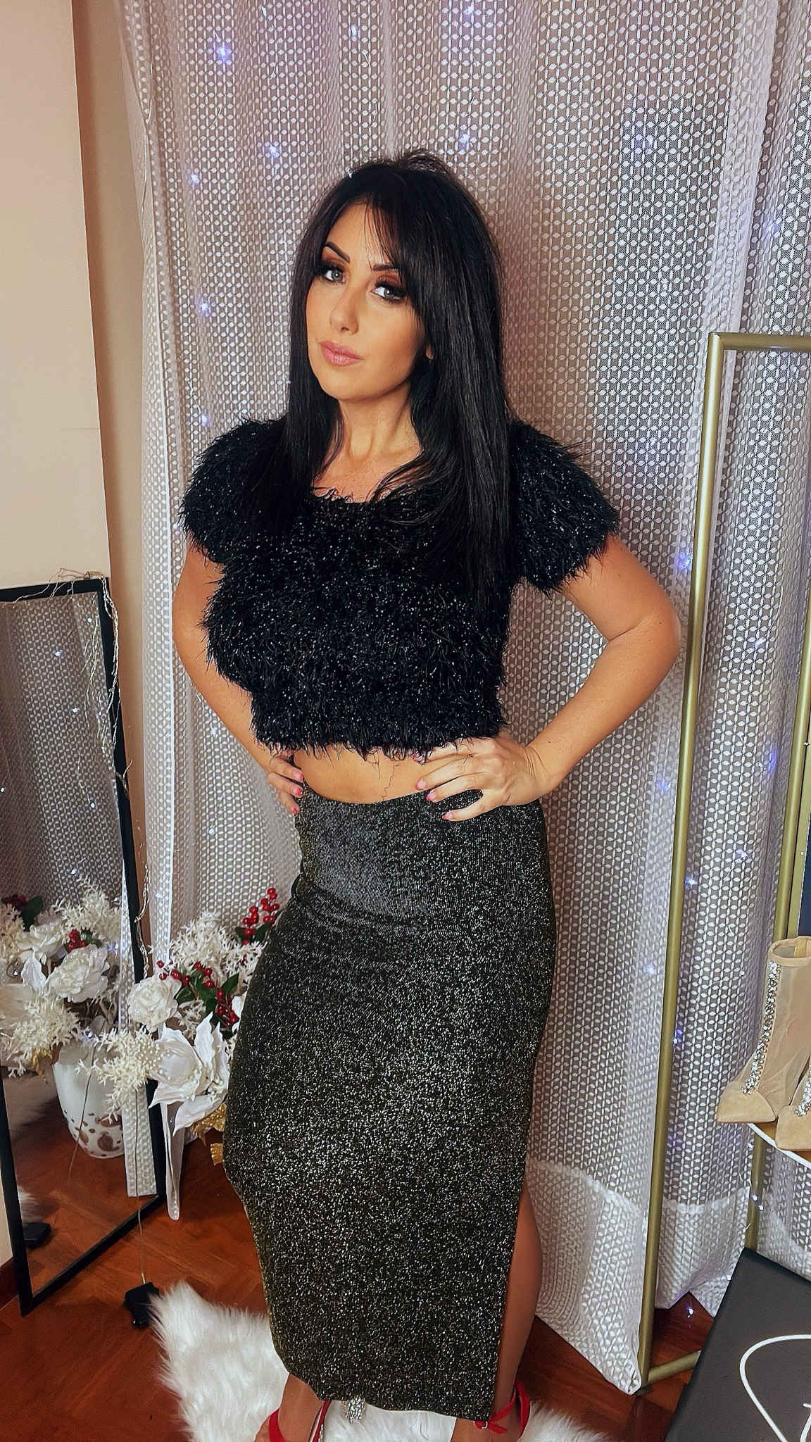 Lurex Skirt - Gold/Black