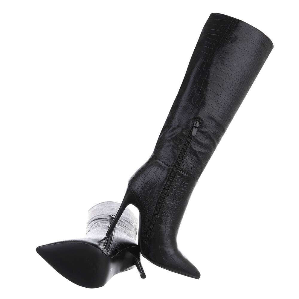 Hammered High Boots - Black