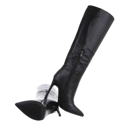 Hammered High Boots - Black