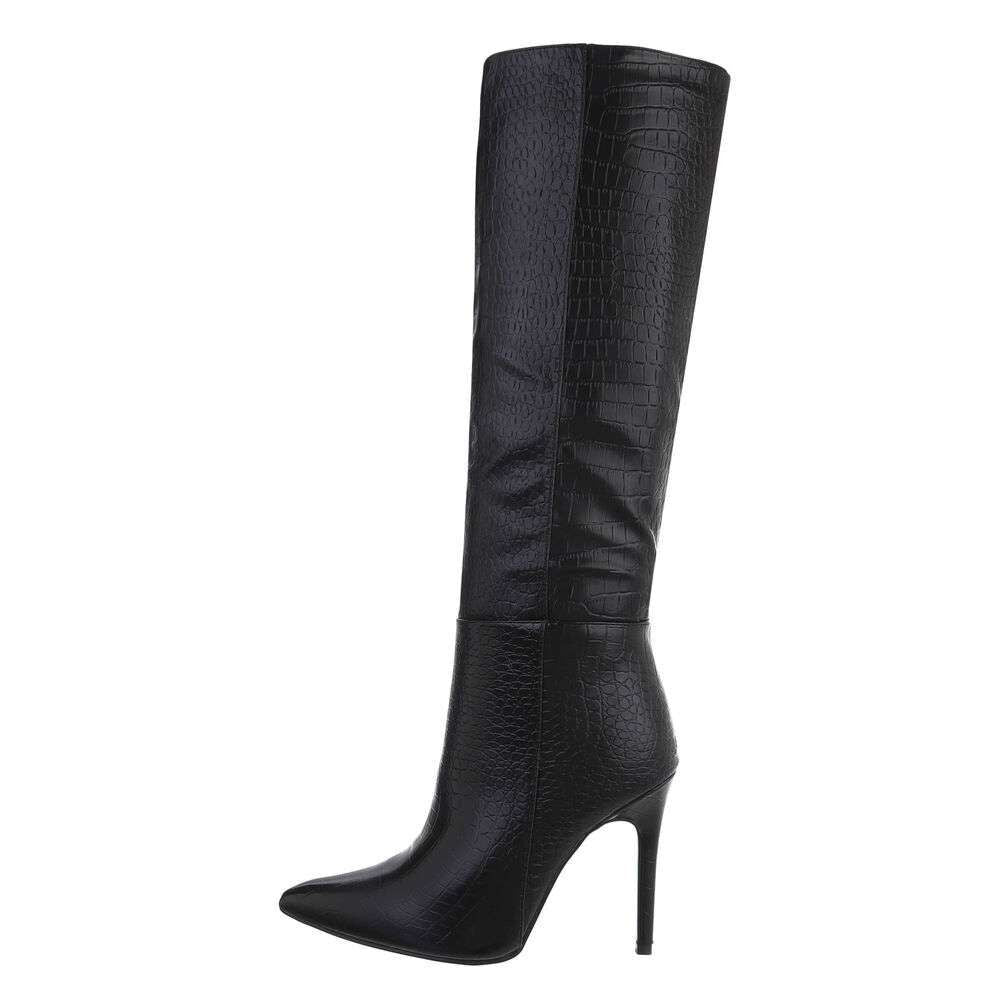 Hammered High Boots - Black