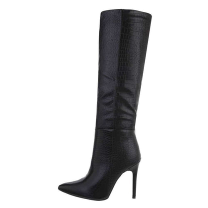 Hammered High Boots - Black